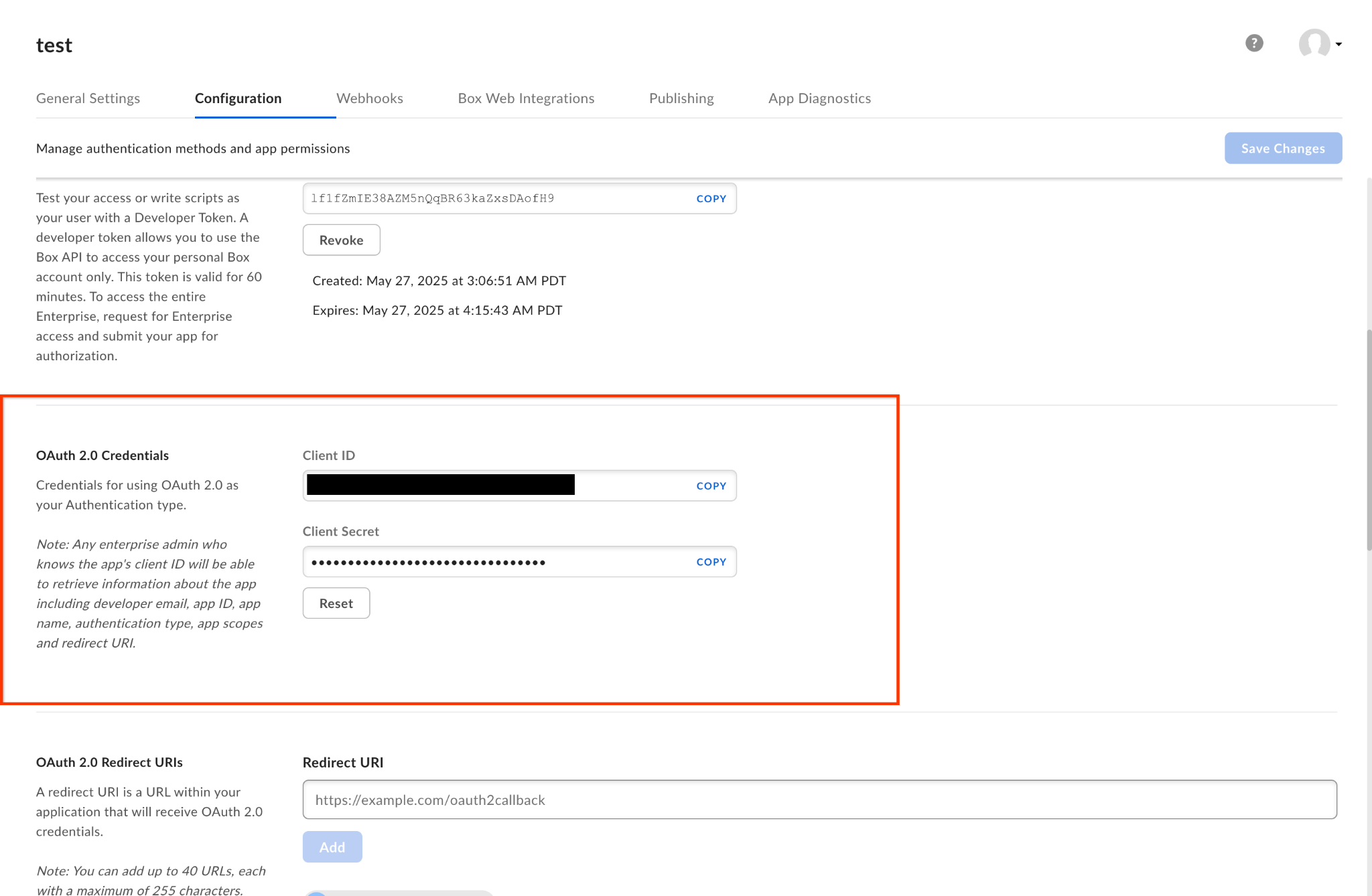 Record the OAuth 2.0 credentials