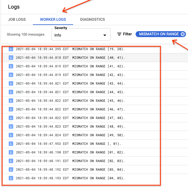 Dataflow 작업자 로그