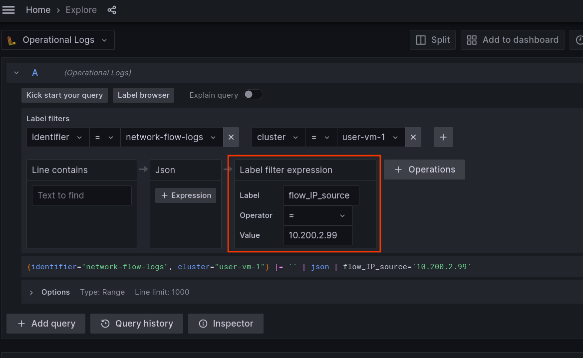 Label filter shortcut