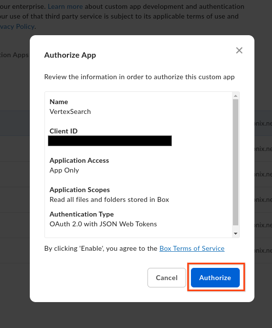 在「授權應用程式」對話方塊中,按一下「授權」按鈕