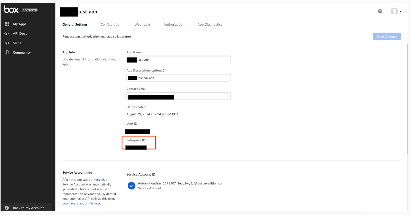 obtenir l'ID d'entreprise ;