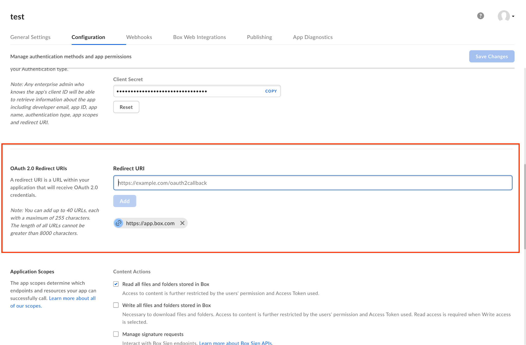 Fournir les URI de redirection