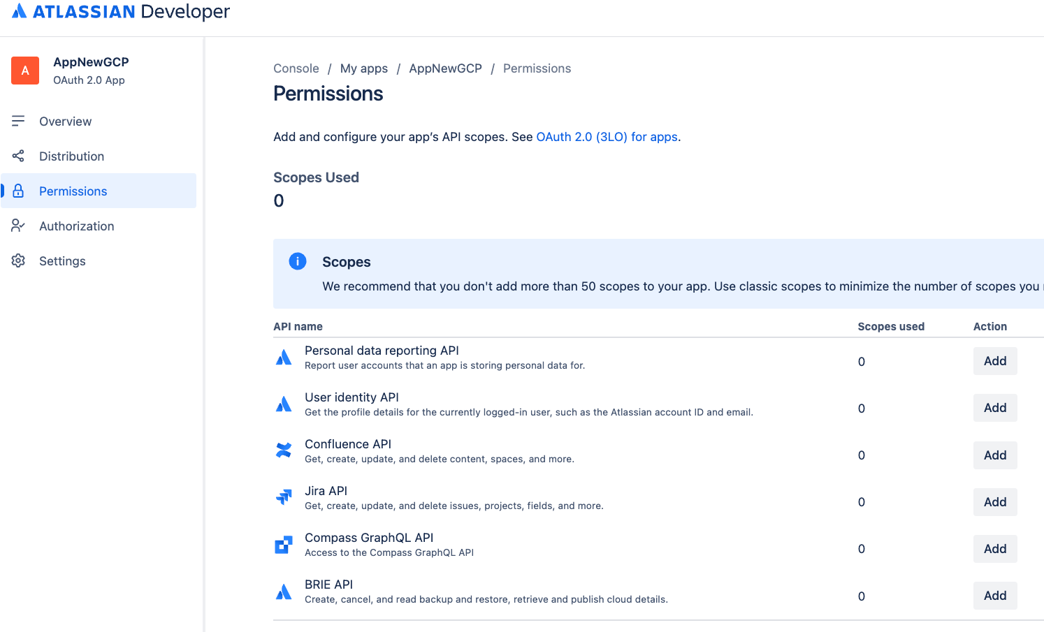 Selecione as autorizações