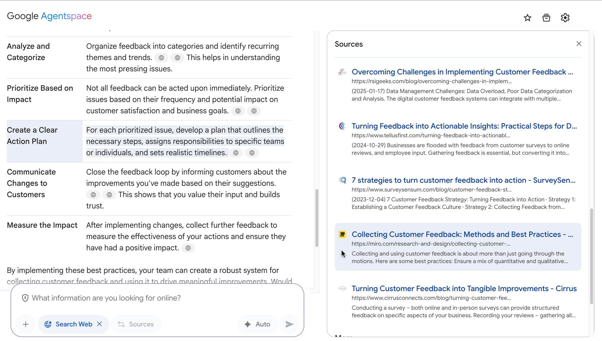 View sources used by the assistant