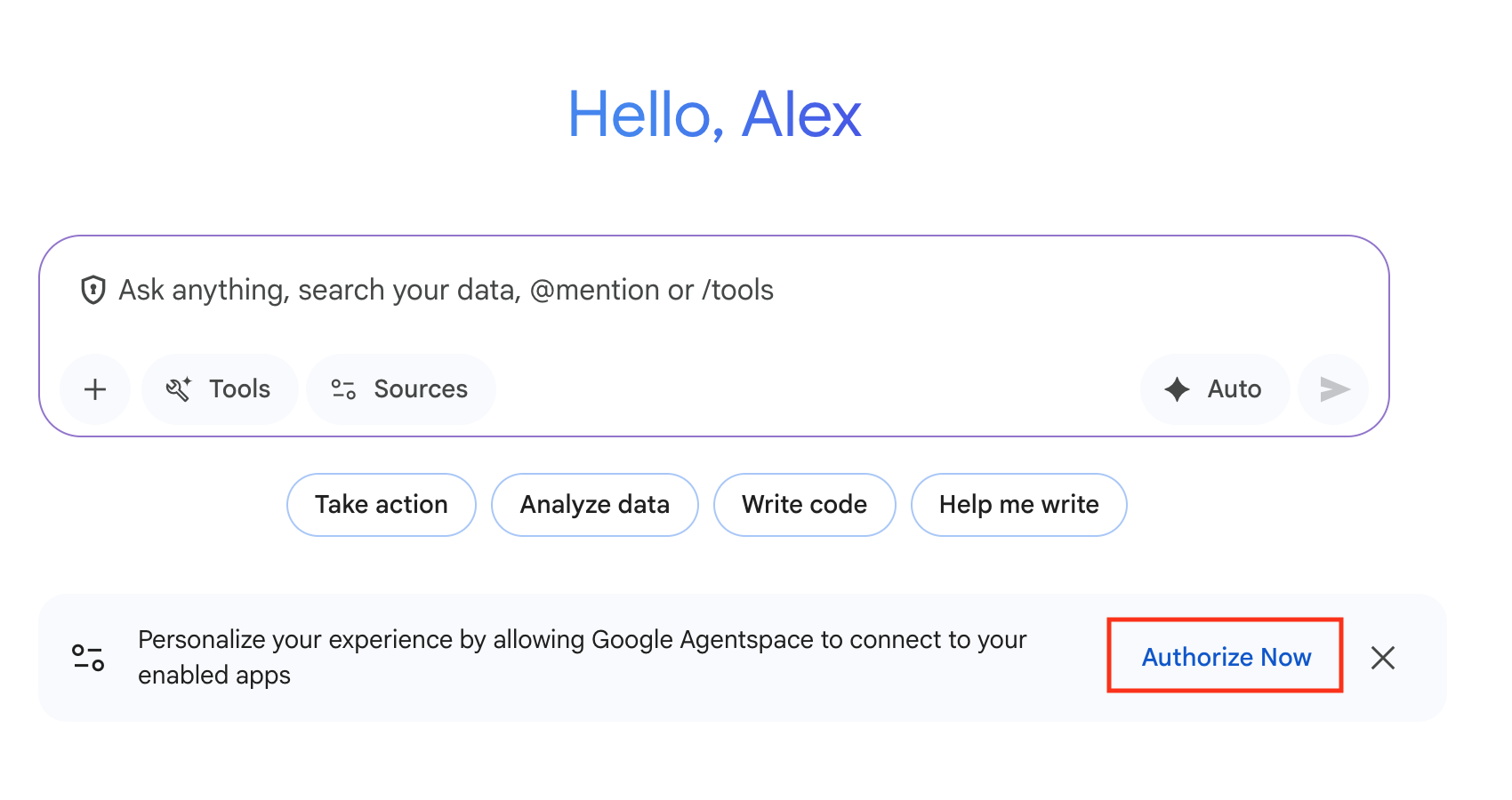 This image shows the Authorize Now button for new users.