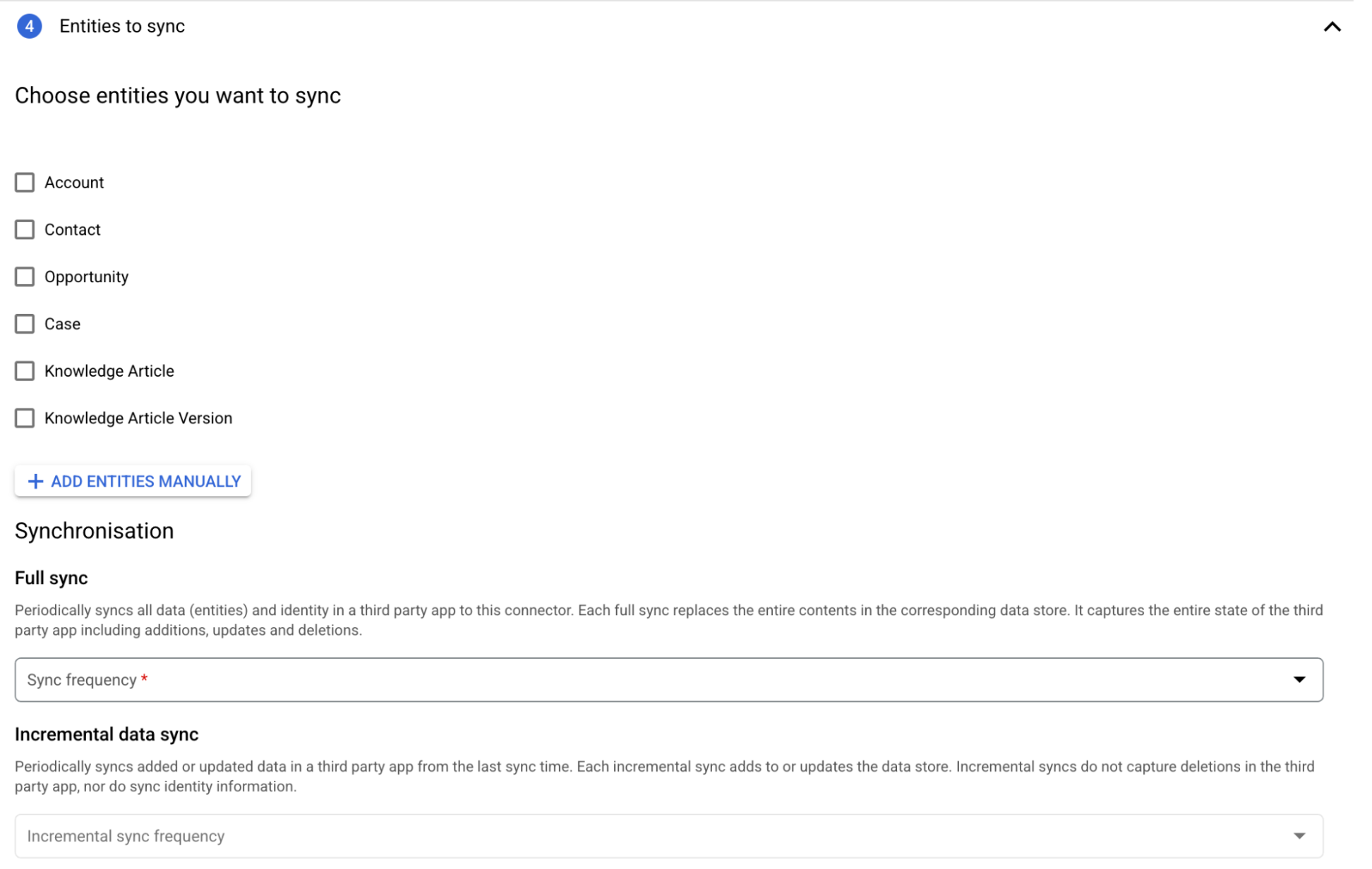Connector Entities to sync