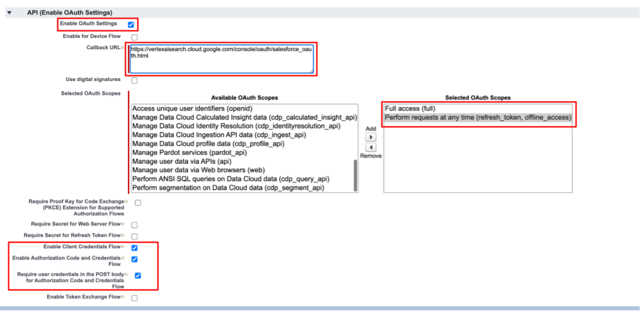 Enable and configure OAuth Settings