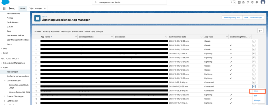 View app details in app manager