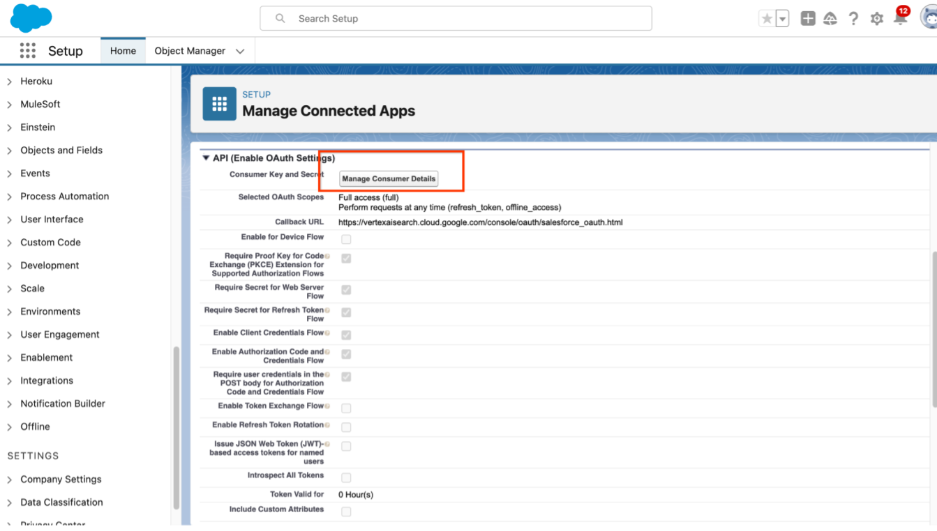 Click manage consumer details