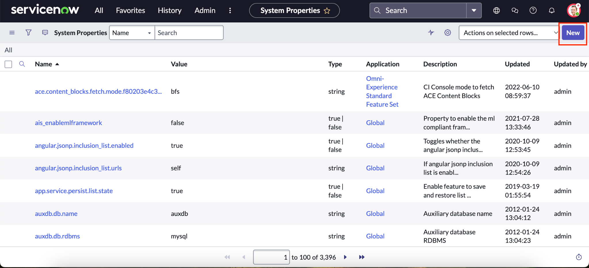 Create a new system property in ServiceNow