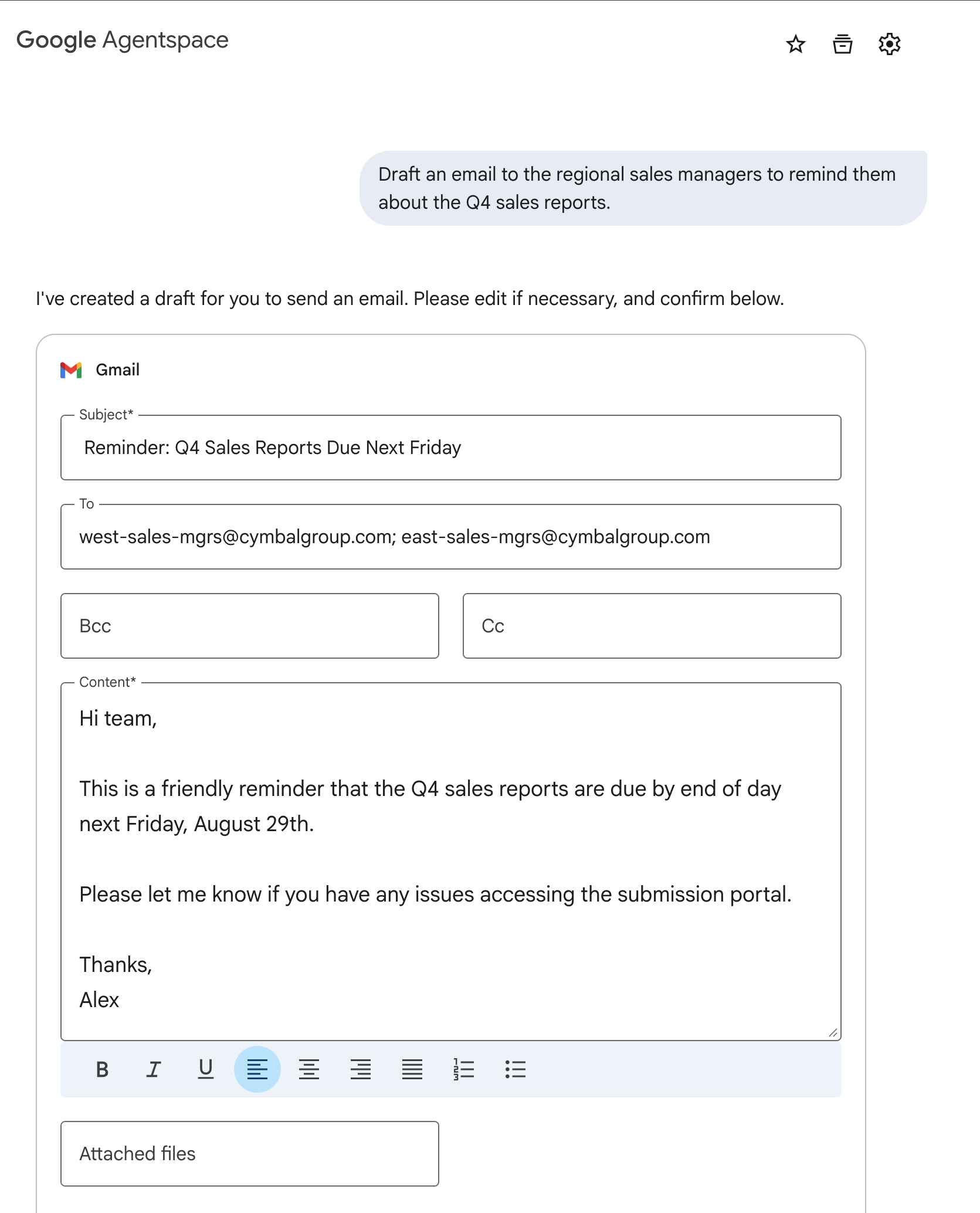 Send an email in Gmail