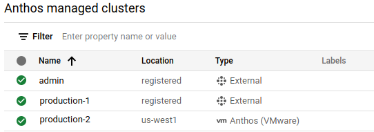 GKE Enterprise 集群列表