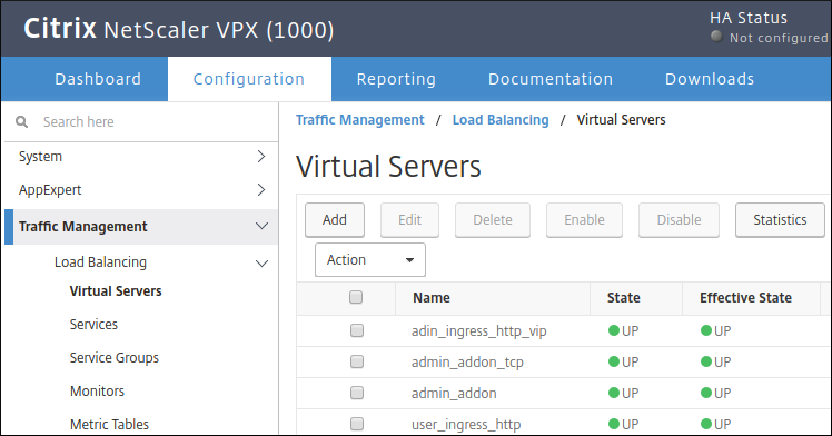 Hinzufügen eines virtuellen Servers in der Citrix-Benutzeroberfläche (zum Vergrößern klicken)