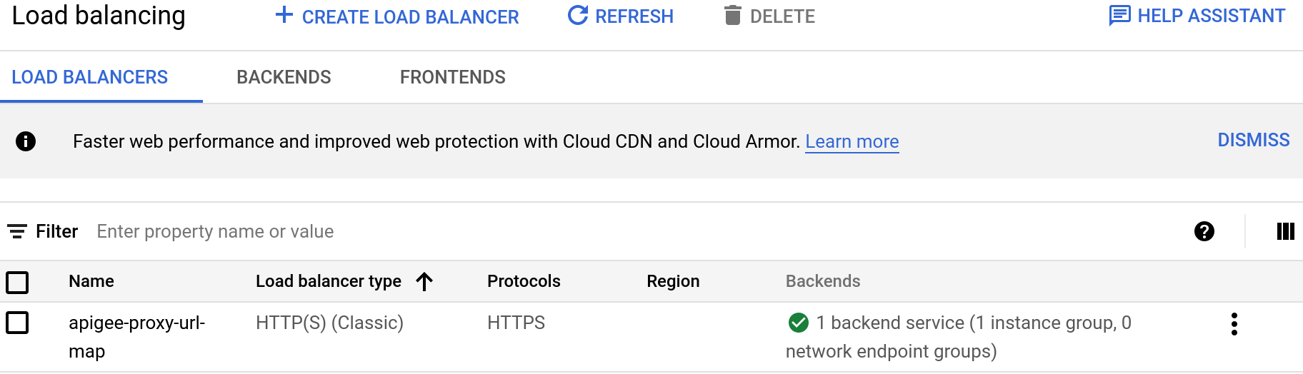 Google Cloud Platform 中的負載平衡頁面
