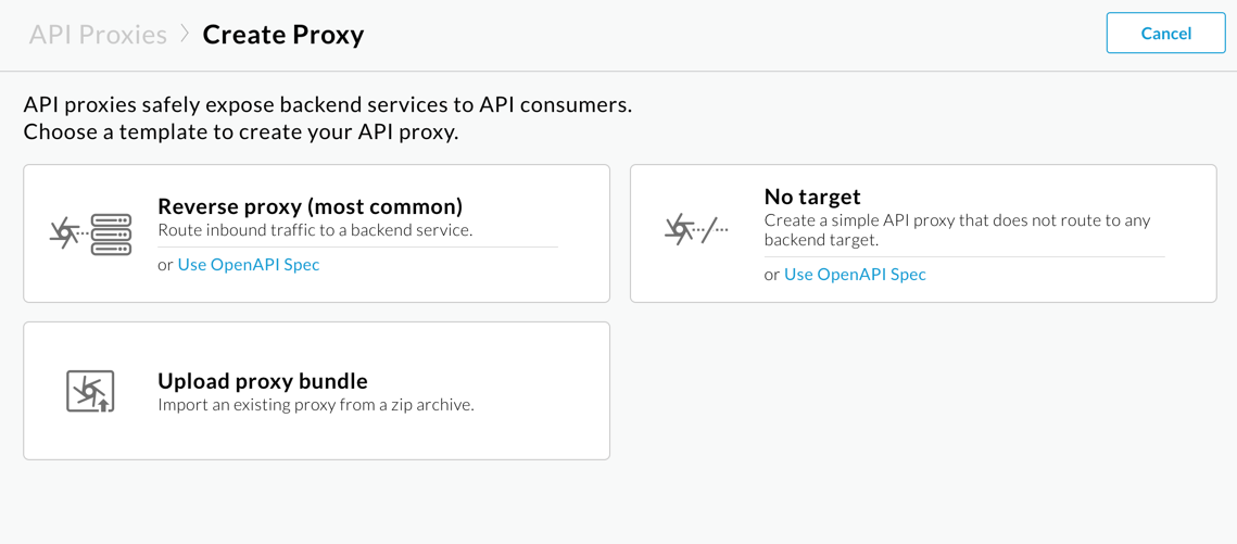 [Reverse proxy] が選択されている API プロキシ ペイン