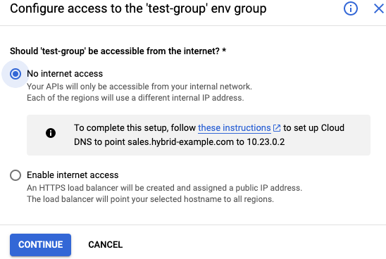 Configura el acceso sin acceso externo