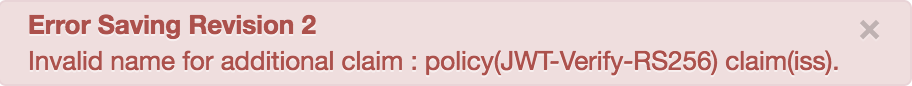 Mensaje de error de nombre no válido para la reclamación adicional.