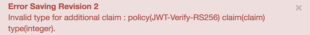 Invalid type for additional claim error messsage.
