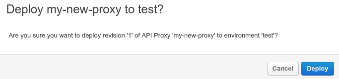 API Proxy 詳細資料的「Deployments」(部署作業) 部分，其中已為產品環境選取第 3 個修訂版本。