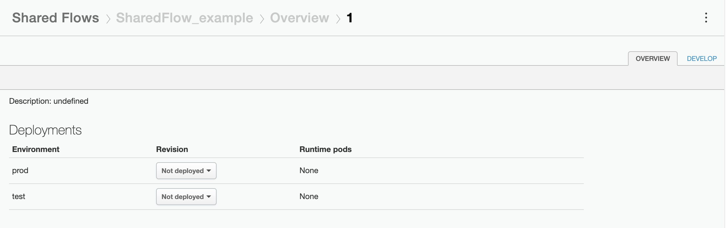 共用流程「Shared-Flow_example」已存在，但沒有任何部署作業。