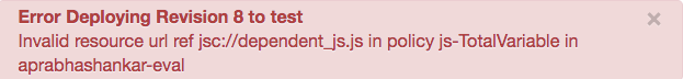 Terjadi error saat men-deploy revisi 8 yang akan diuji.
