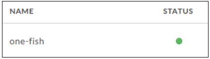 Mostra il proxy API one-fish con stato attualmente implementato (icona con punto verde)