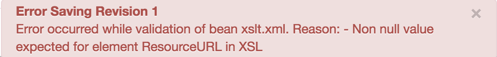 Nilai yang bukan null diharapkan untuk ResourceURL elemen di XSL.