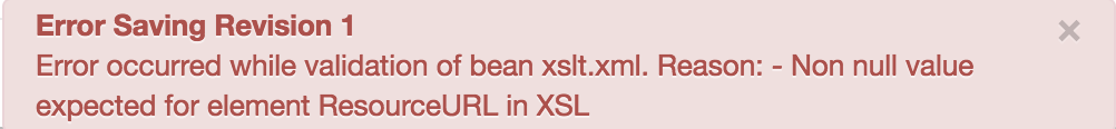 XSL 中的 ResourceURL 元素應為非空值。