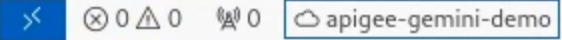 Cloud Code status bar showing Apigee project