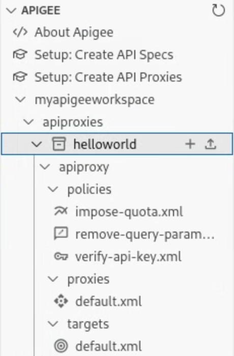 顯示 Apigee 部分中的反向 Proxy 資料夾結構。