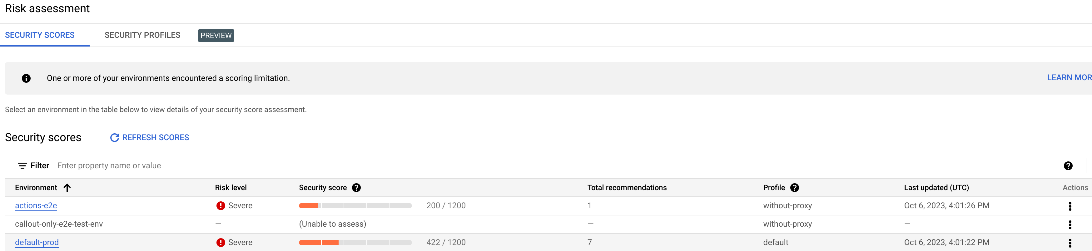 Page principale d&#39;évaluation des risques