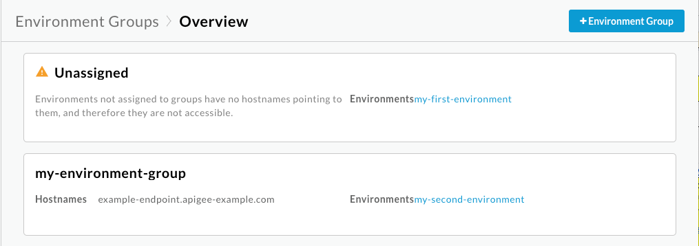 作成したグループが表示された [Environment Groups] ビュー