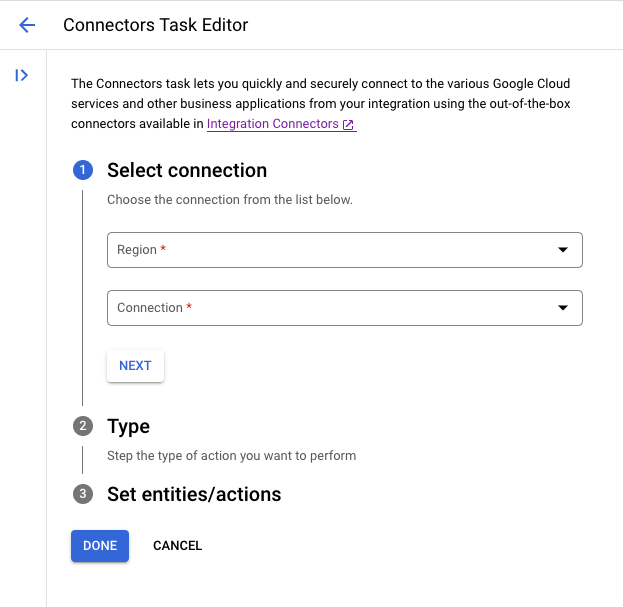 顯示「Configure connector task」對話方塊的圖片
