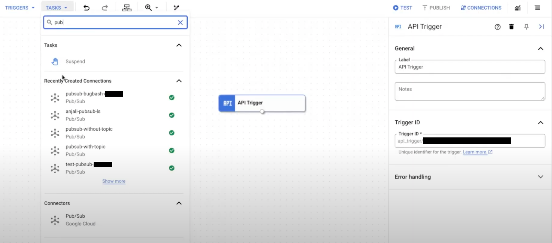 image montrant la fonctionnalité de recherche pour la tâche de connecteur