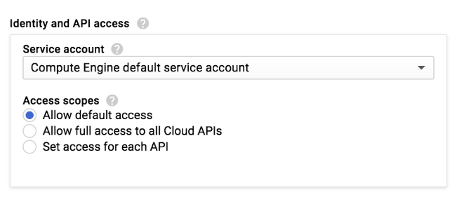 Screenshot of options for setting scope in the Google Cloud console