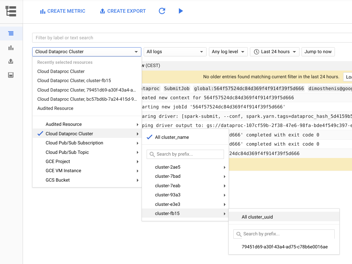 Halaman Cloud Logging di konsol Google Cloud