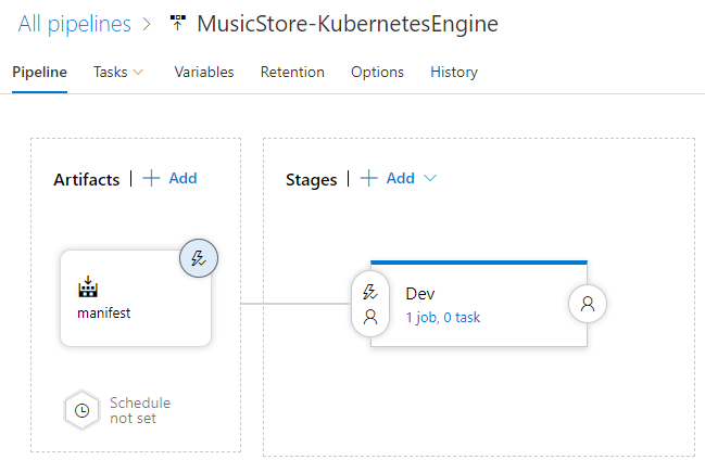 Azure Pipelines で更新されたパイプラインのスクリーンショット