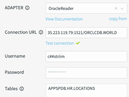 Kolom wajib diisi untuk adaptor Oracle Reader.
