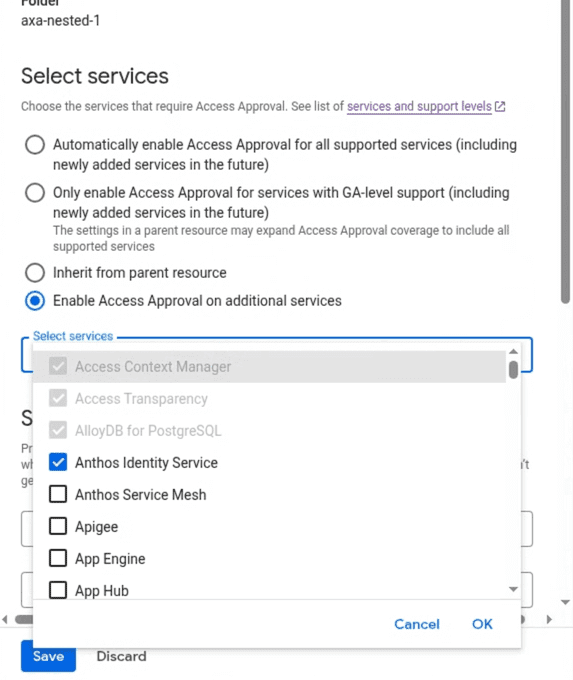 Select enable additional services checkboxes