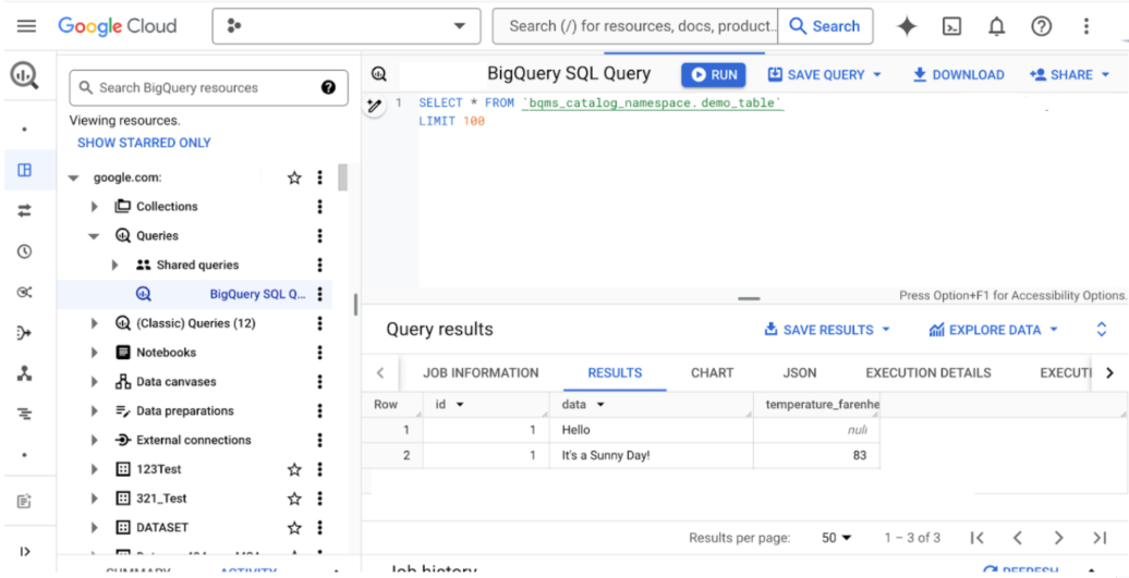 Query table in BigLake metastore
