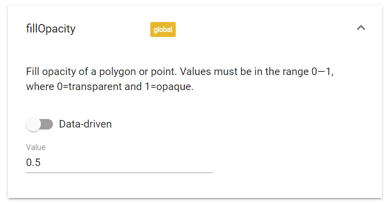 Format de l'opacité du remplissage de la carte dans BigQuery Geo Viz