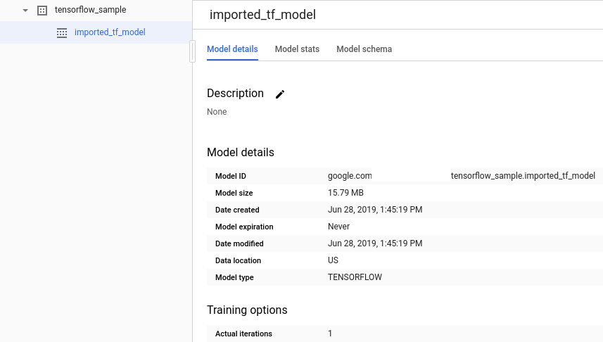 Informazioni sul modello TensorFlow