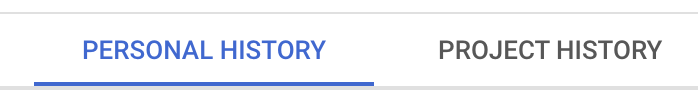 个人历史记录和项目历史记录以及已保存的查询所对应的标签页。