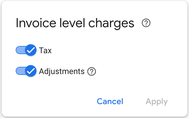 הגדרת המסנן invoice level charges.