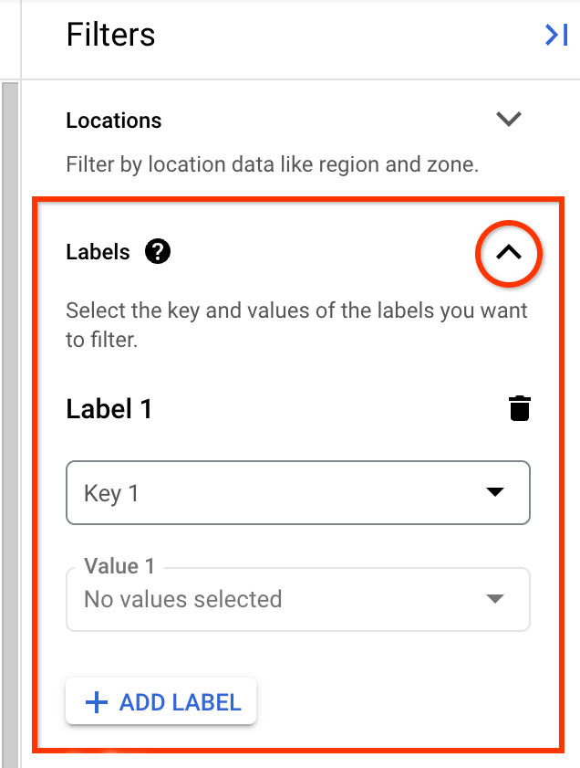 Configuración de los filtros de etiquetas en el panel de filtros.