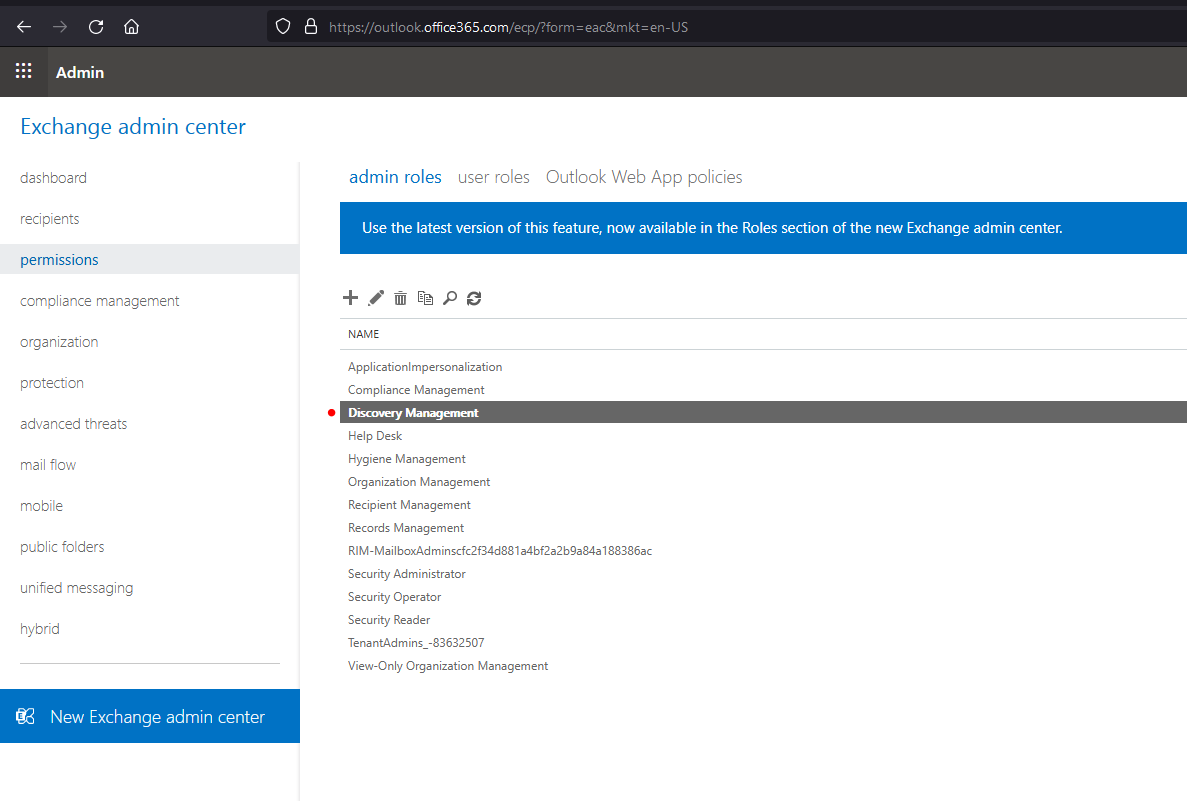 Centro de administración de Exchange