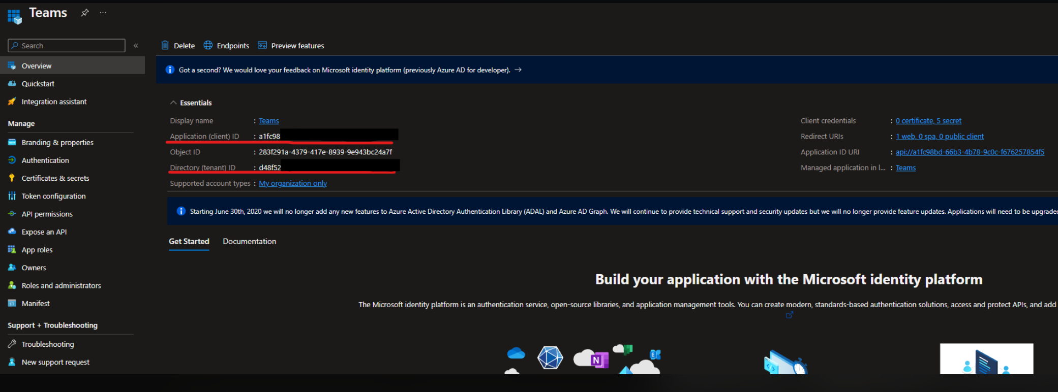 Centro amministrazione Microsoft - Pagina Panoramica di Microsoft Teams