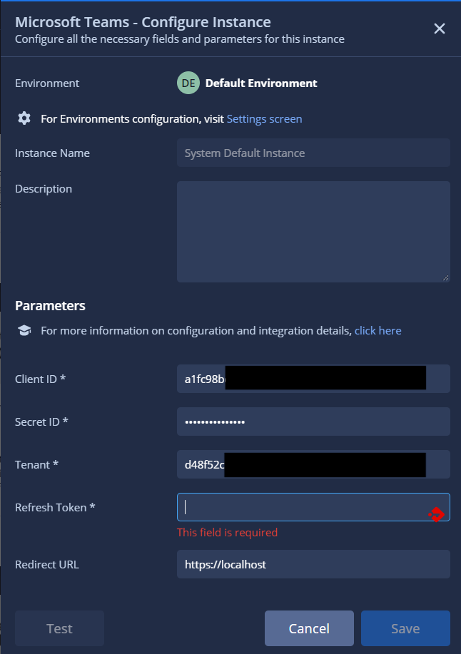 Initial Microsoft Teams integration
    configuration