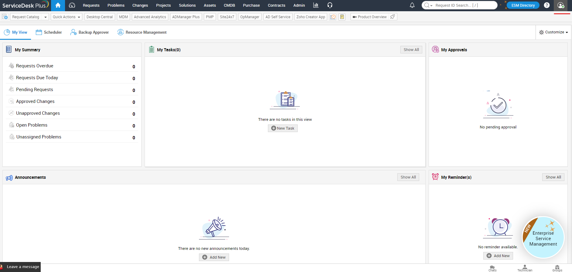 Consola de ServiceDesk Plus V3
