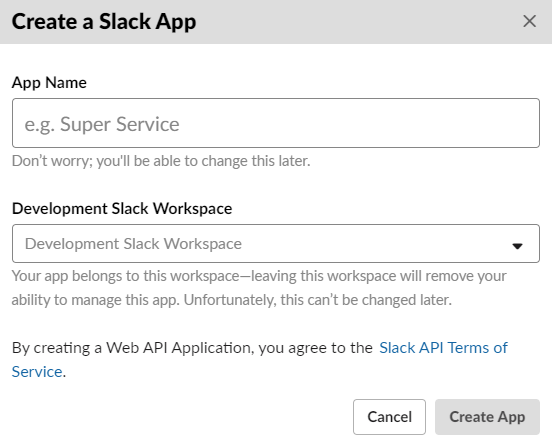 Crie uma caixa de diálogo da app Slack